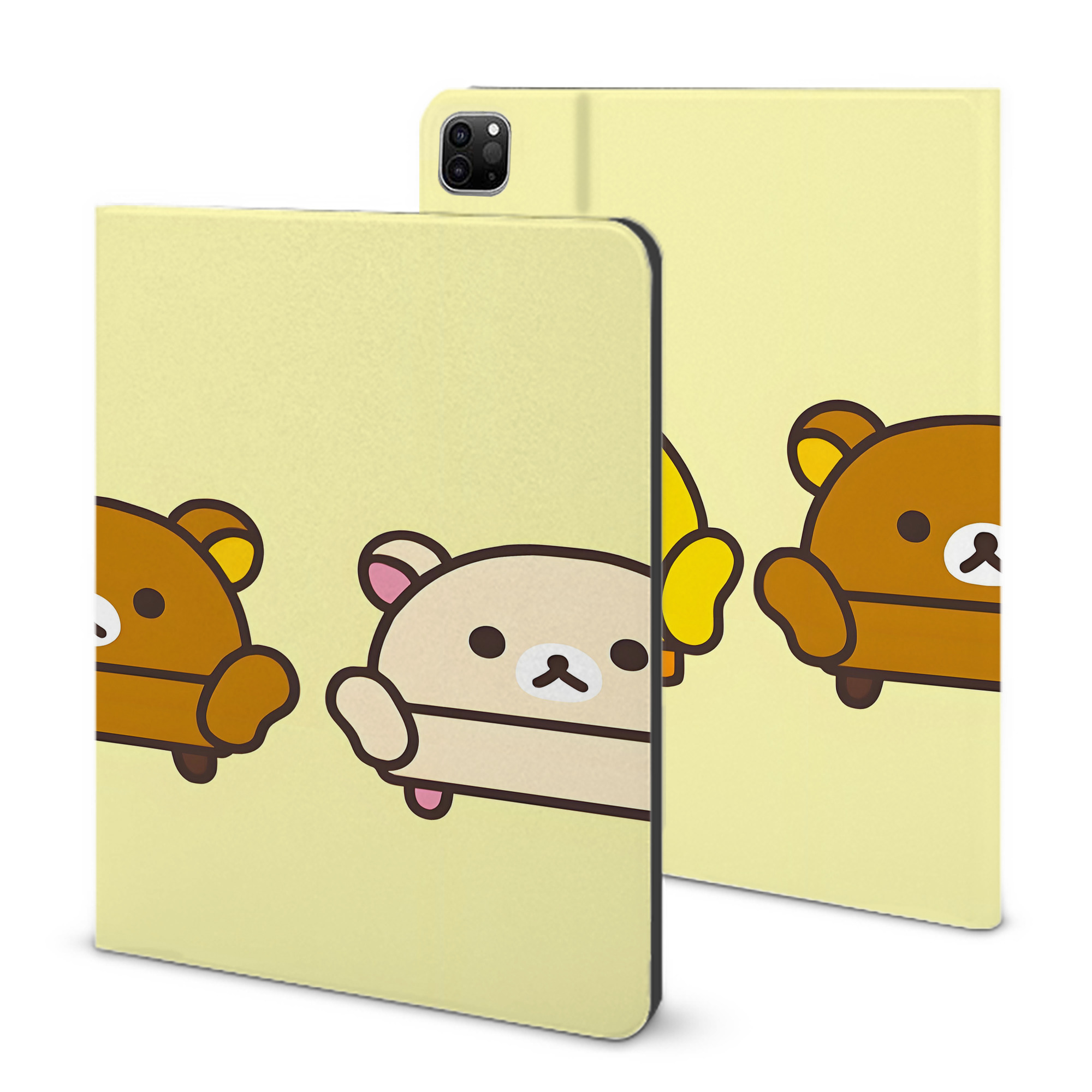 （画像用） リラックマ リラックマ キイロイトリ Rilakkuma Korilakkuma Kiiroitori IPad ケース ブック型 PUレザー TPU 耐衝撃 軽量 薄型 ペン収納なし 全面保護 IPad 各モデル対応